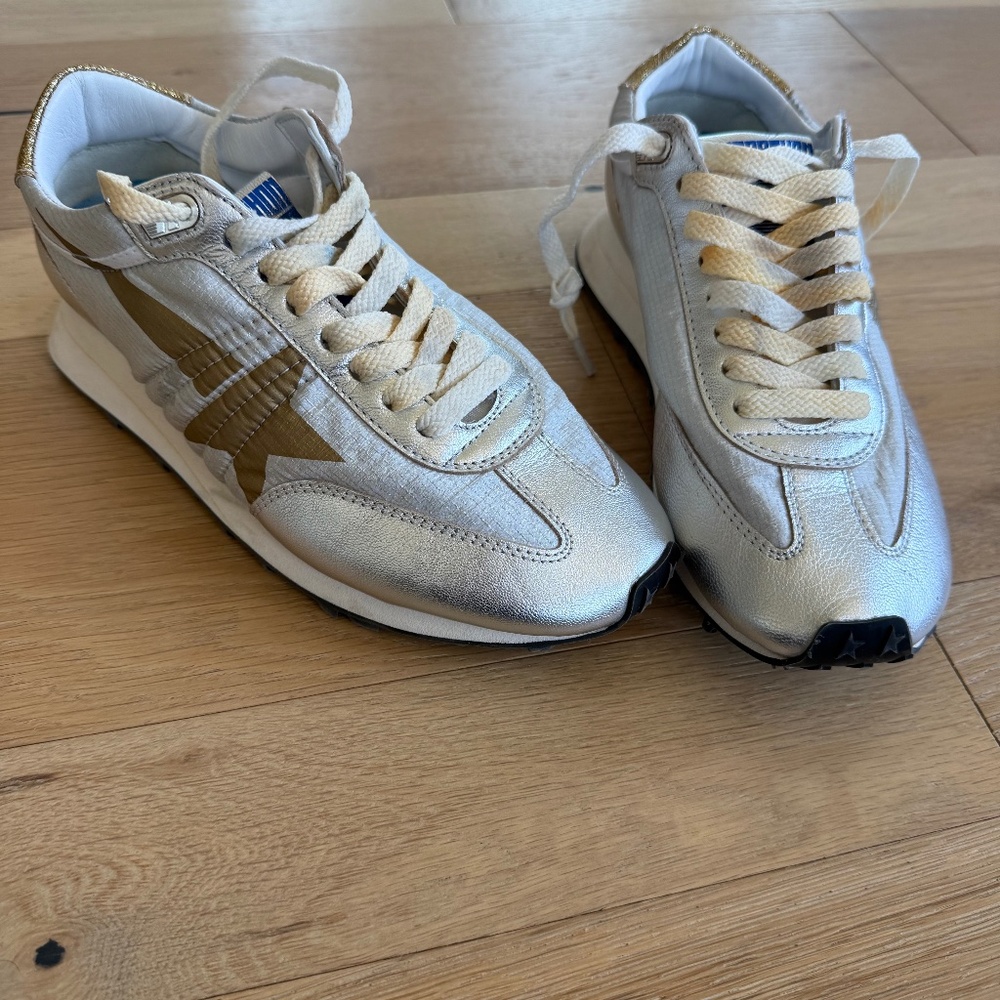 Golden Goose Silver and Gold Sneakers